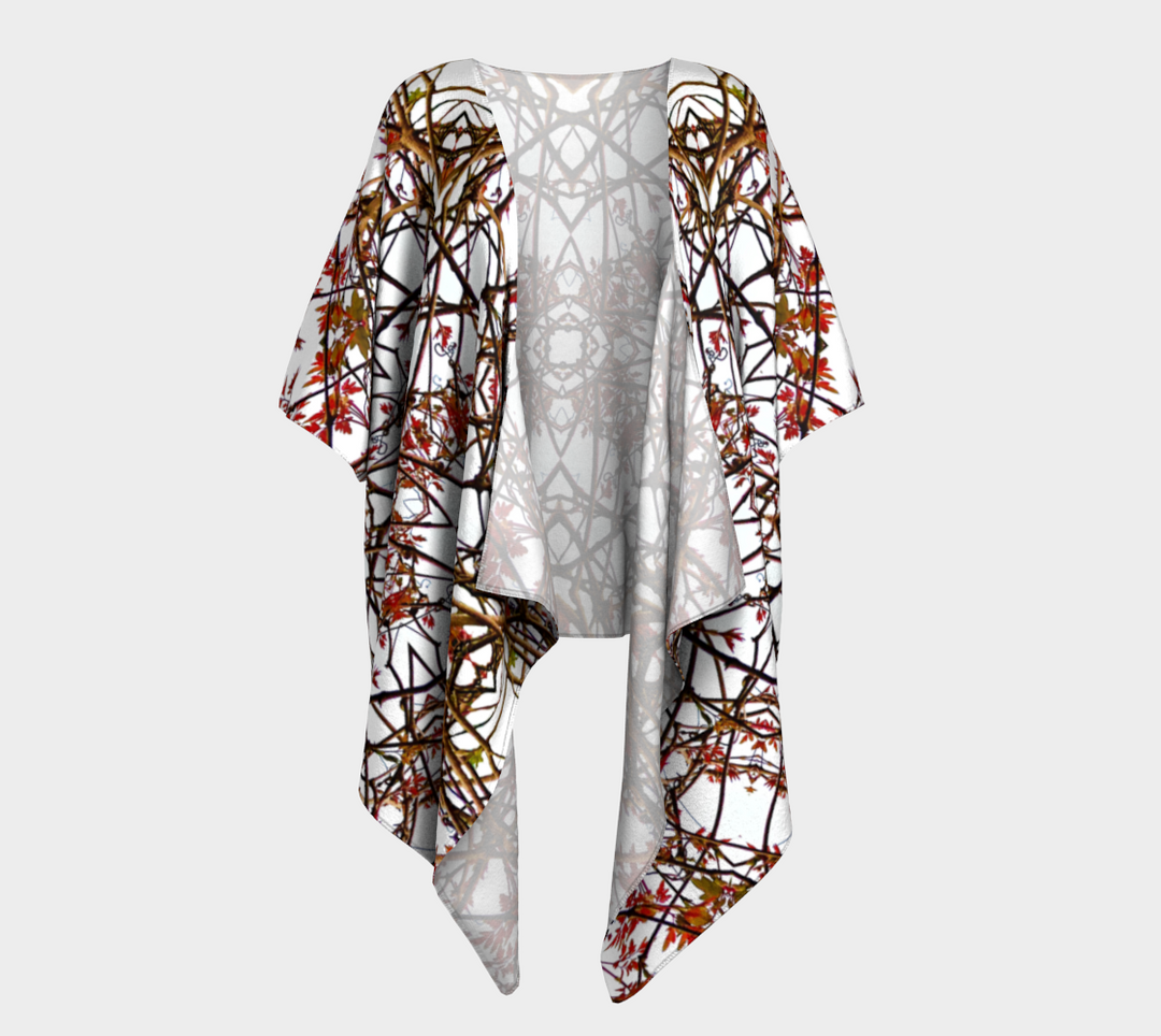 March Red Vine Draped Kimono