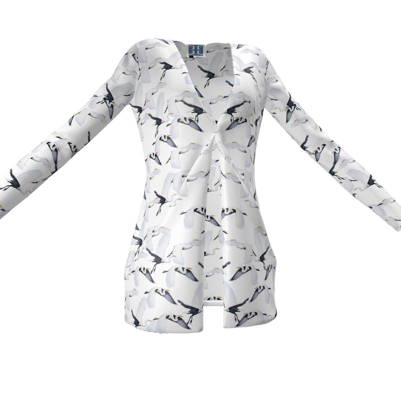 White Egret Migration Sweater with pockets