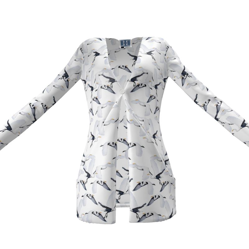 White Egret Migration Sweater with pockets
