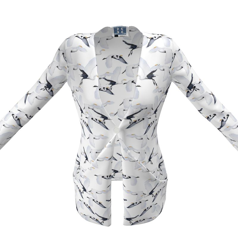White Egret Migration Sweater with pockets