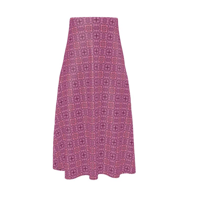 Pink Hydrangea Midi Skirt