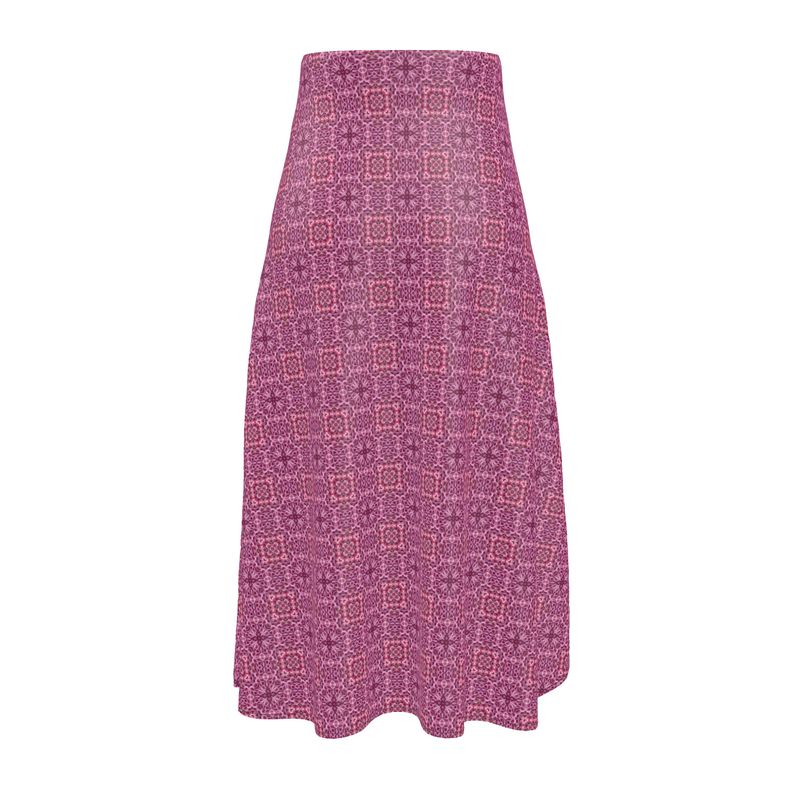 Pink Hydrangea Midi Skirt