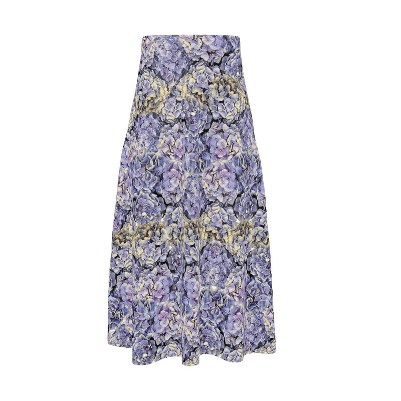 Blue Lavender Hydrangea Midi Skirt