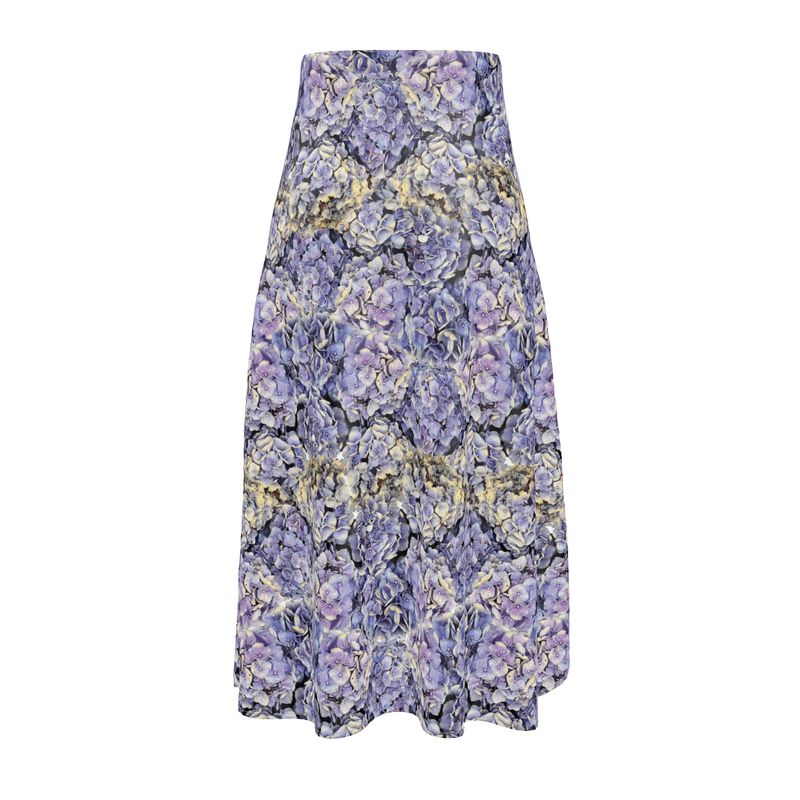 Blue Lavender Hydrangea Midi Skirt