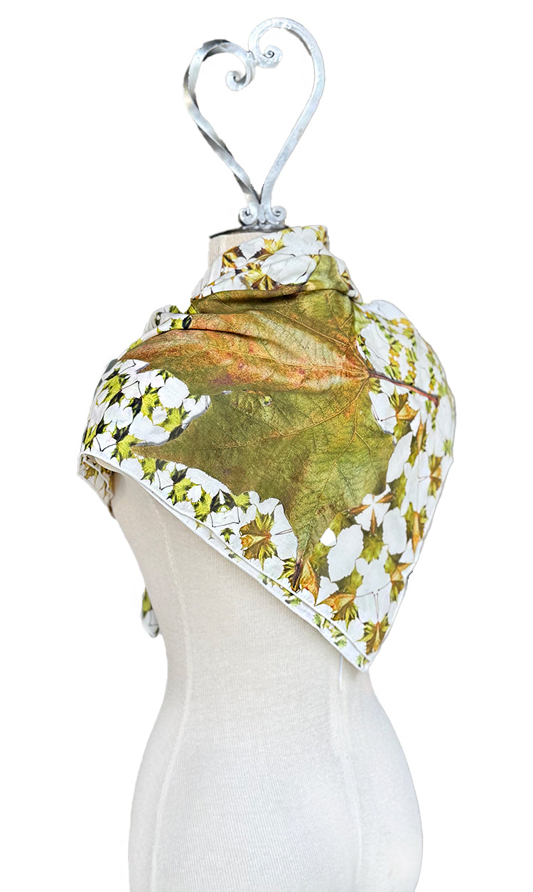 Army Green Leaf Quilt Square Scarf