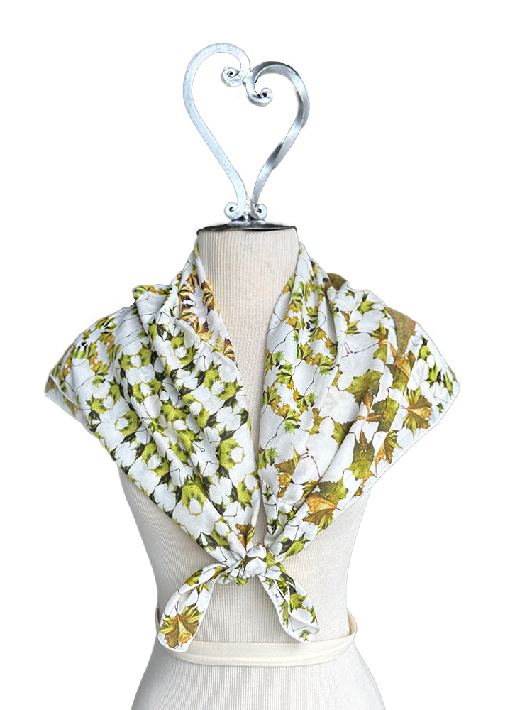 Army Green Leaf Quilt Square Scarf