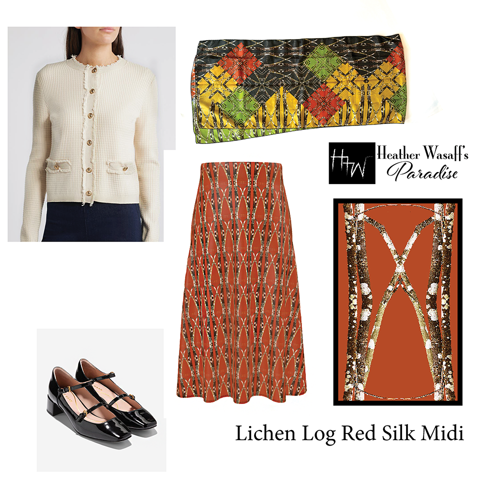 Lichen Log Red Midi Skirt