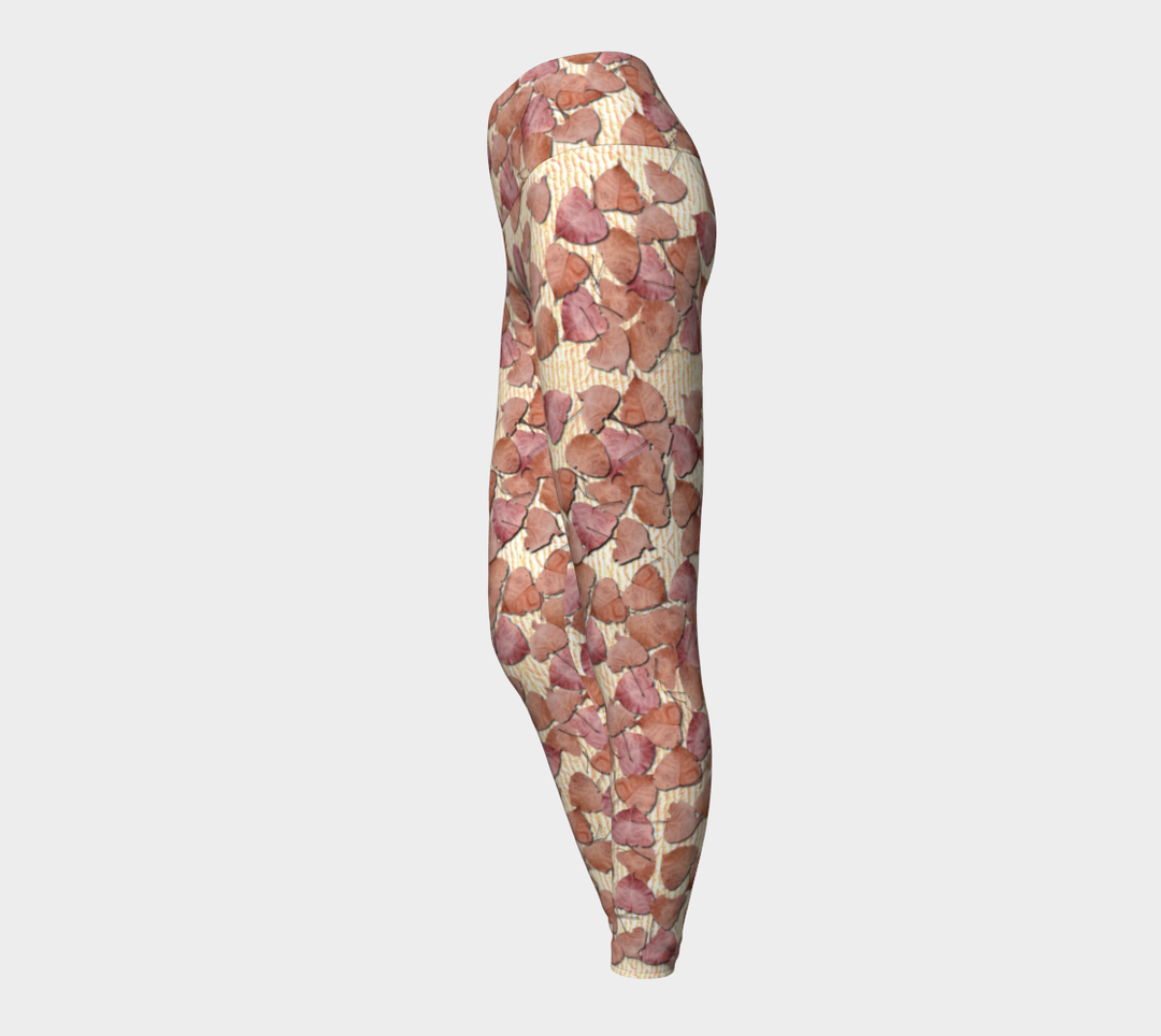 Pink Leaves on the Kitchen Counter yoga pants
