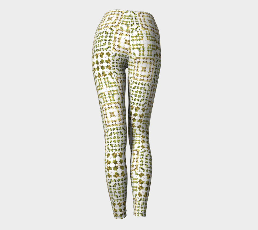 Army Green Leaves Quilt Yoga Pants