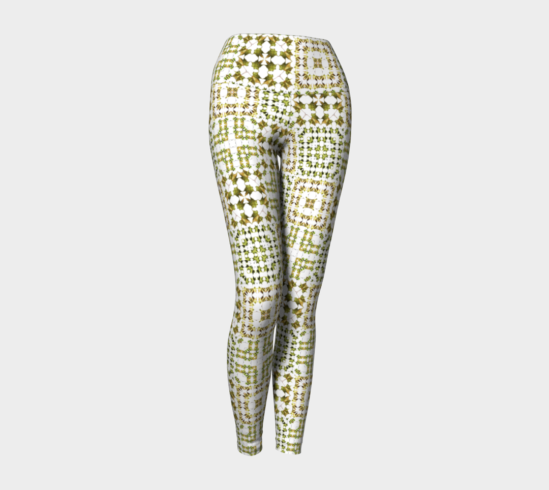 Army Green Leaves Quilt Yoga Pants