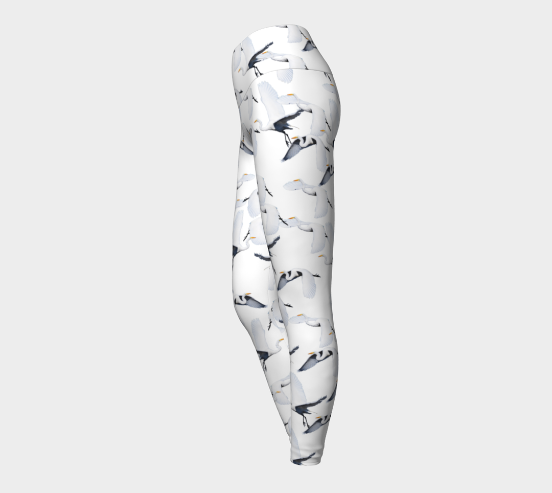 White Egret Migration Yoga Leggings