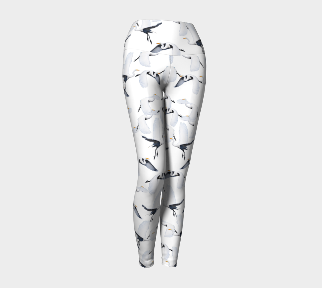 White Egret Migration Yoga Leggings