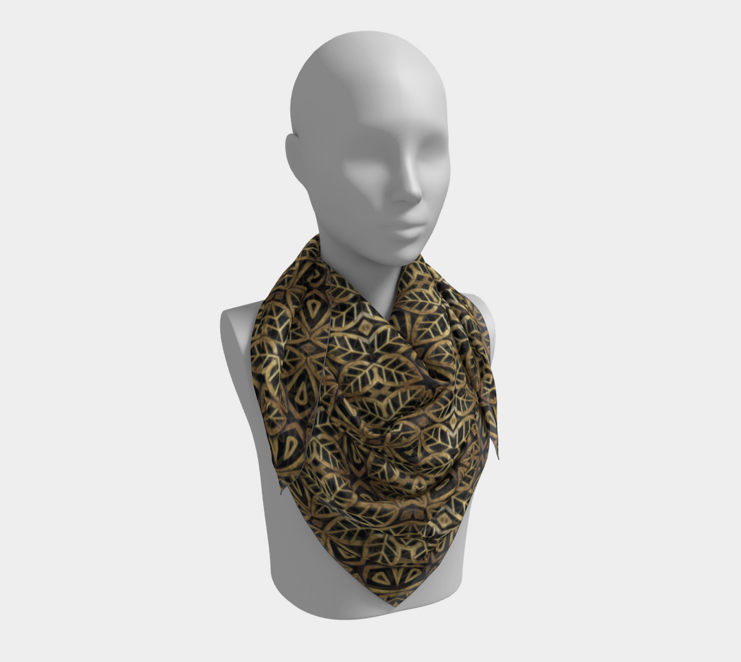 Art Deco Brass Leaves Square Scarf