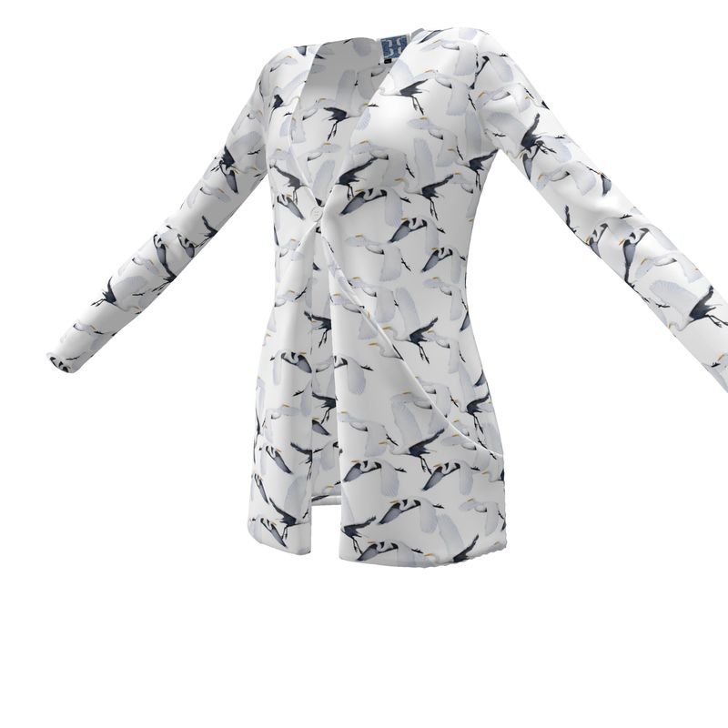 White Egret Migration Sweater with pockets