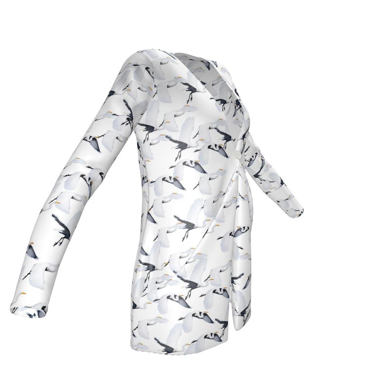 White Egret Migration Sweater with pockets