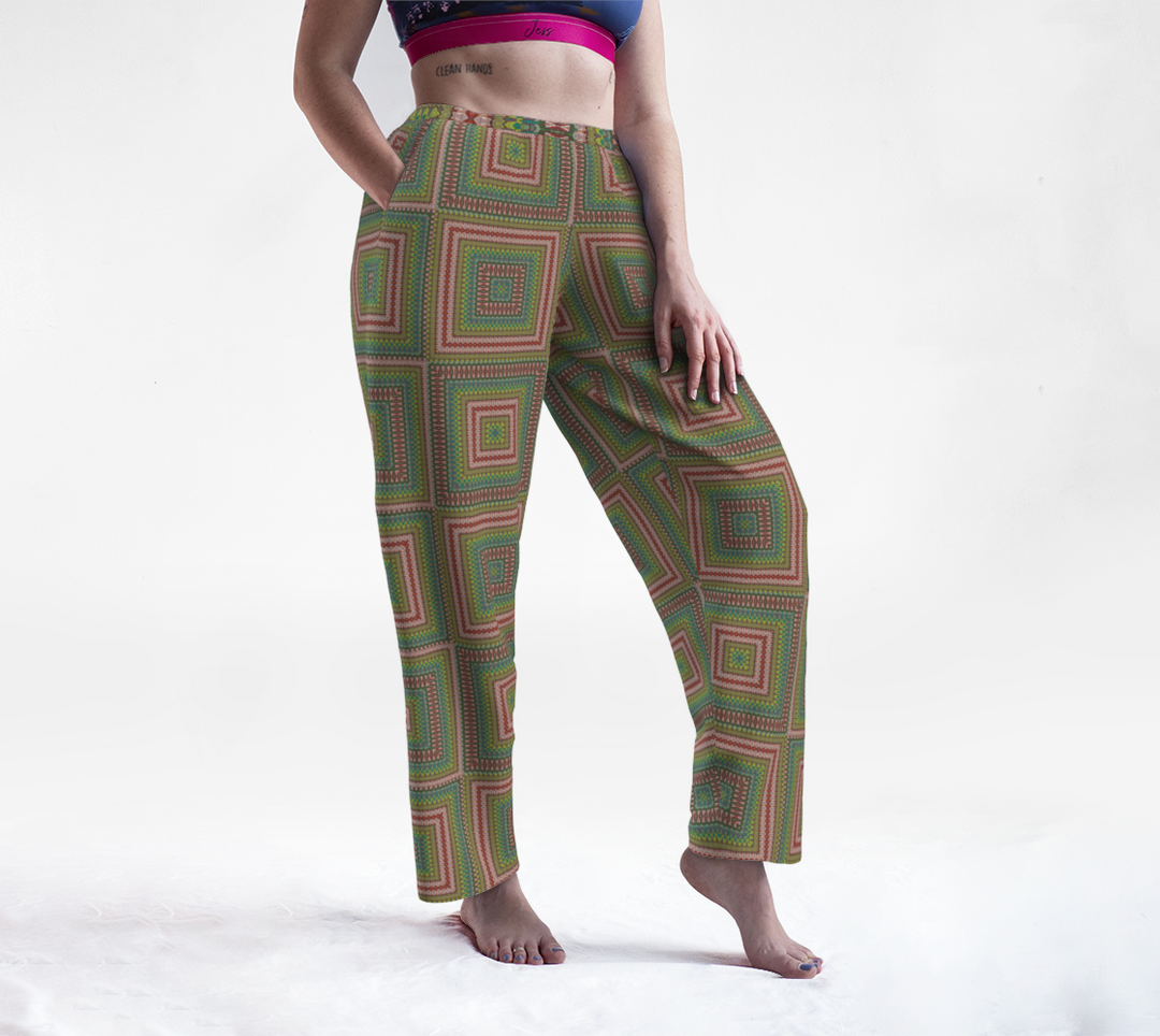 Red Mosaic Quilt Leisure Pants