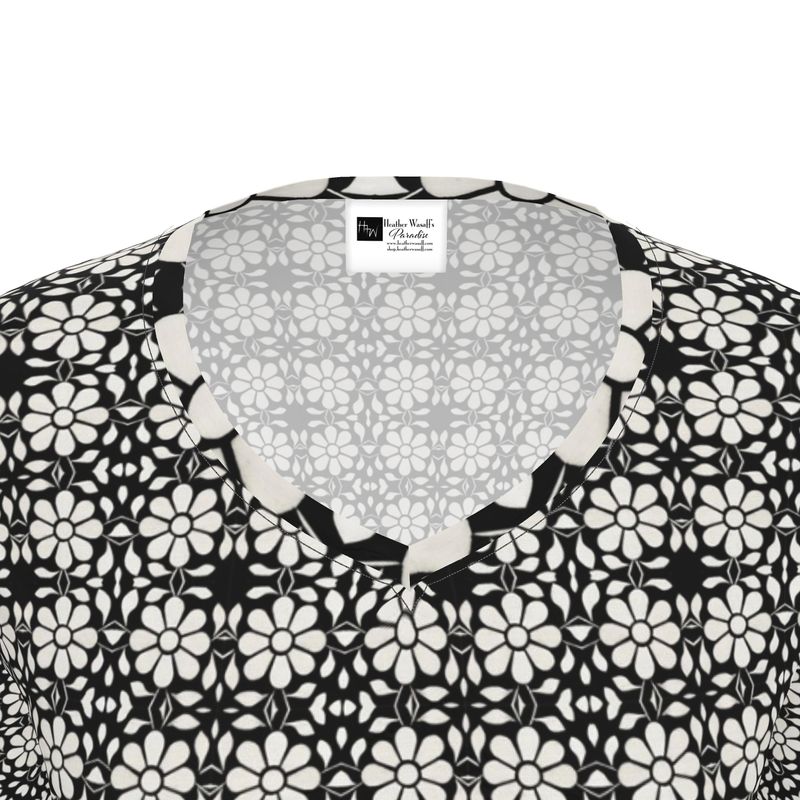Camelbone White Flower Womens T Shirt Long Sleeves