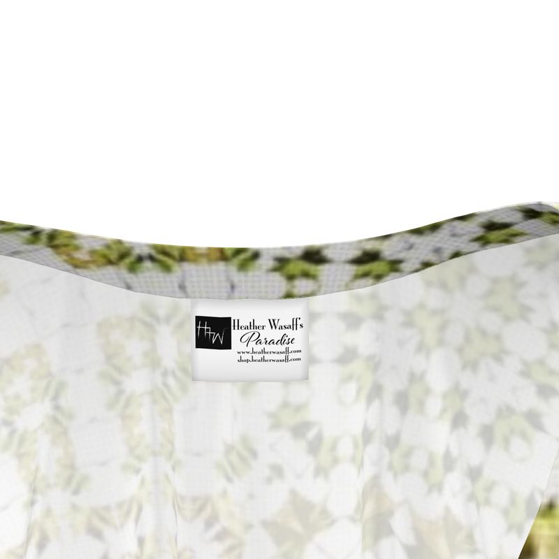 Army Green Leaf Quilt Short Silk Kaftan