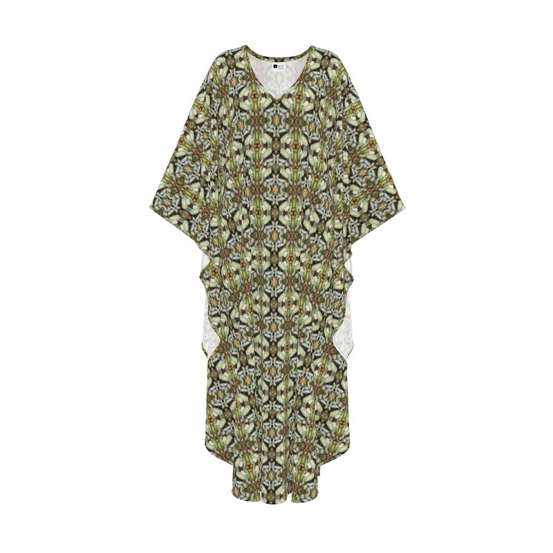 Parisian Leaves 2 Silk Long Kaftan