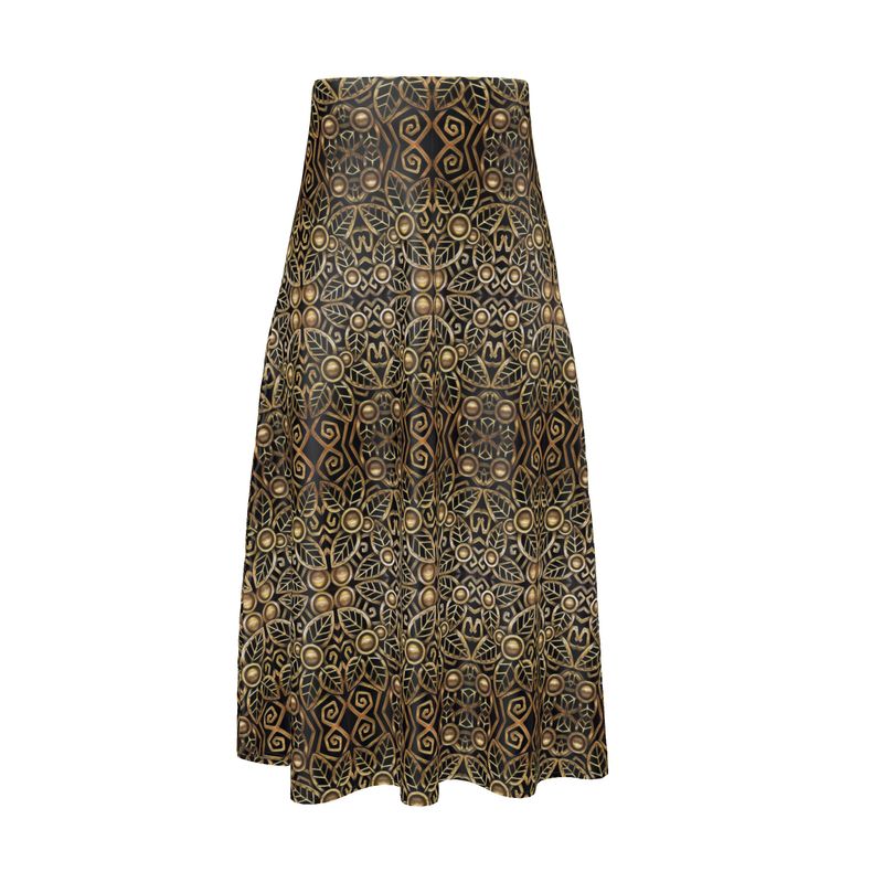 Art Deco Brass Foliage Midi Skirt