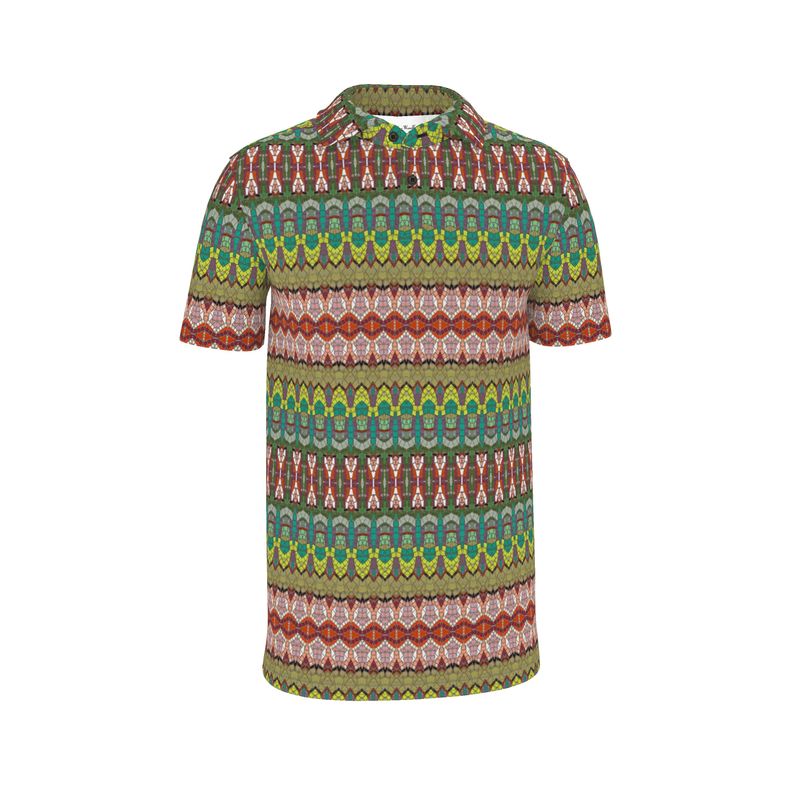 Red Mosaic Stripe Unisex Polo Shirt
