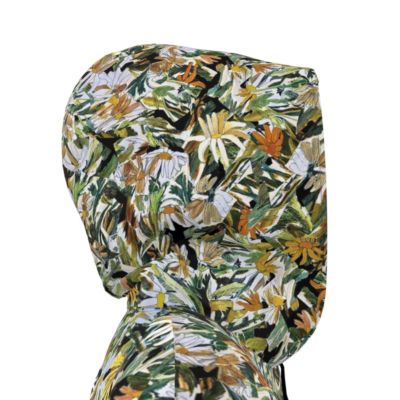 Florist Floor Daisies Womens Hooded Rain Jacket