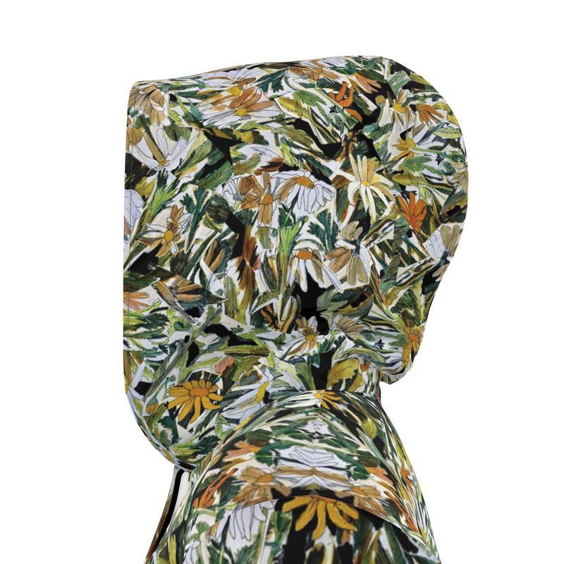 Florist Floor Daisies Womens Hooded Rain Jacket