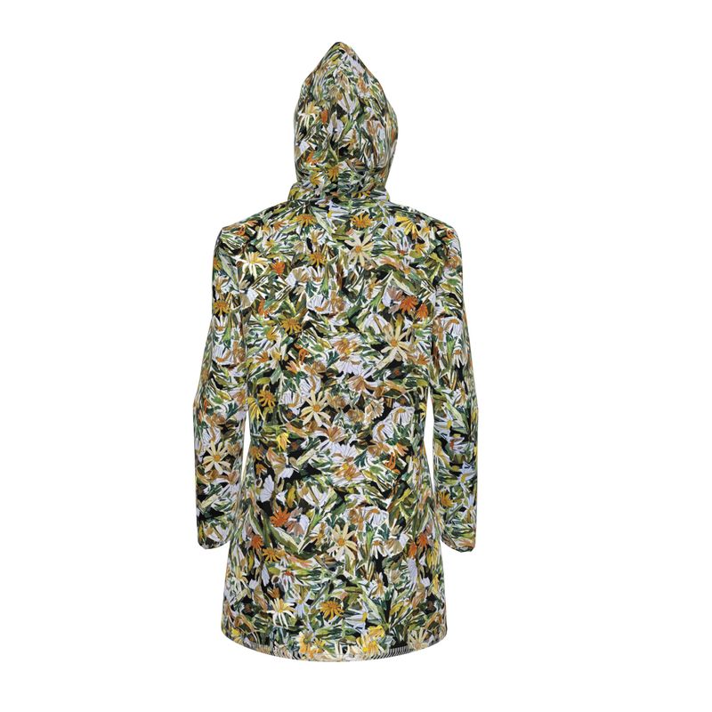 Florist Floor Daisies Womens Hooded Rain Jacket