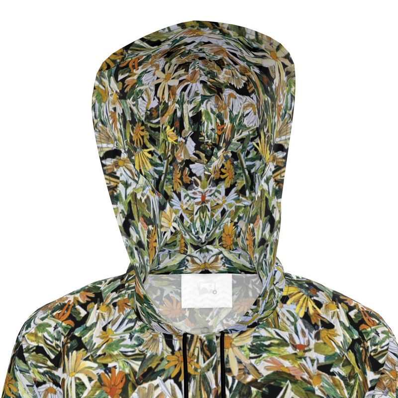 Florist Floor Daisies Womens Hooded Rain Jacket