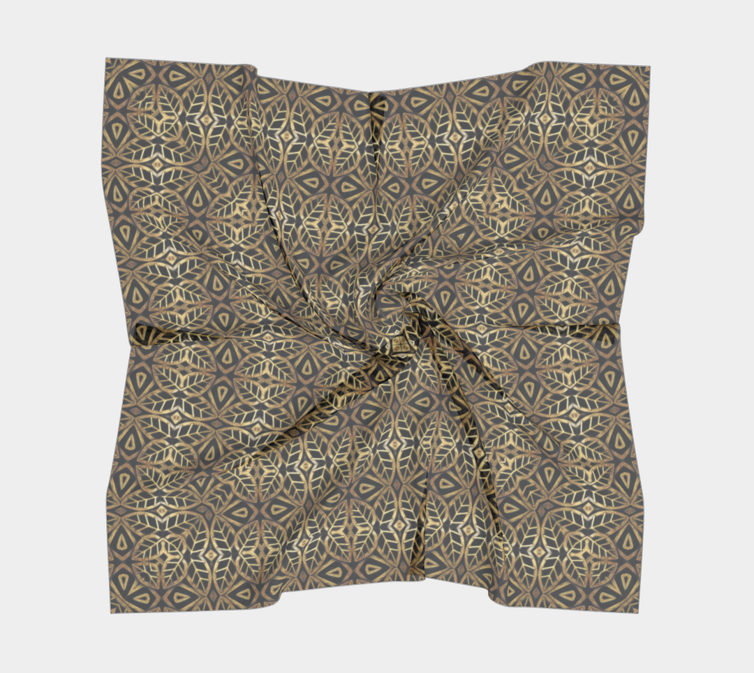 Art Deco Brass Leaves Square Scarf
