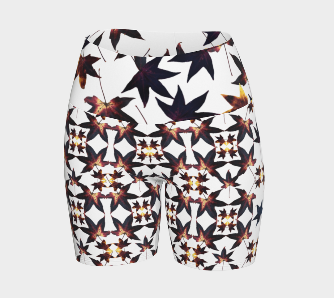 Black Leaf Jumble Yoga Shorts