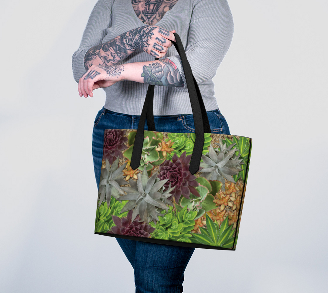 Cactus Garden Vegan Leather Tote Bag