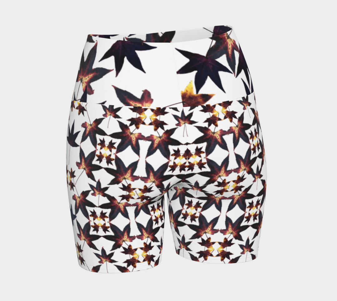 Black Leaf Jumble Yoga Shorts