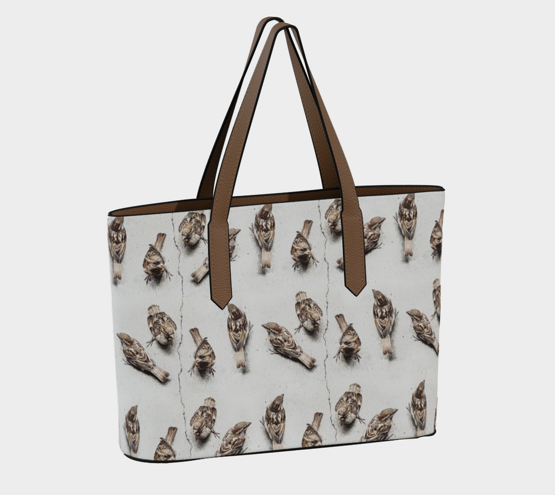 Breakfast Birds Vegan Leather Tote Bag