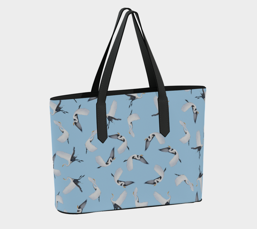White Egret Lunchtime Traffic Vegan Tote Bag