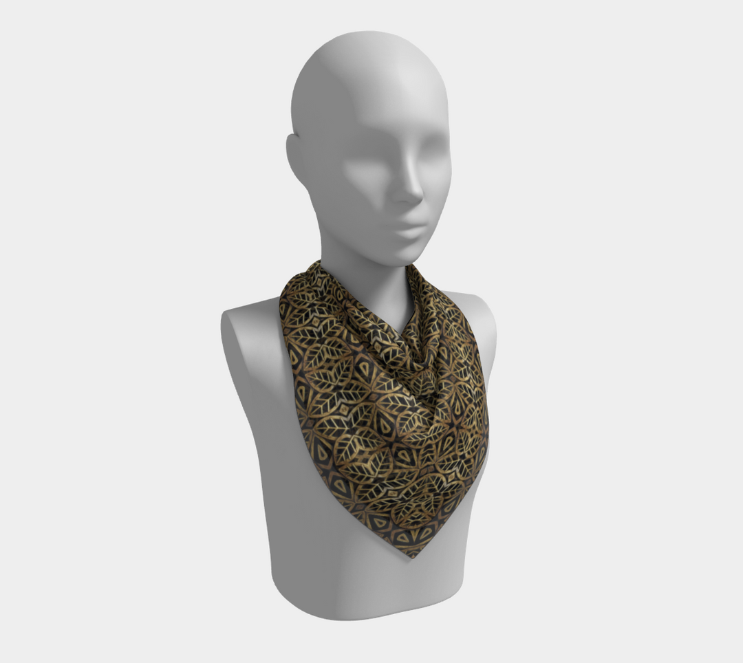 Art Deco Brass Leaves Square Scarf
