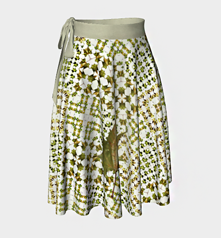 Army Green Leaf Wrap Skirt