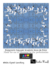 Load image into Gallery viewer, White Egret Landing Square Scarf
