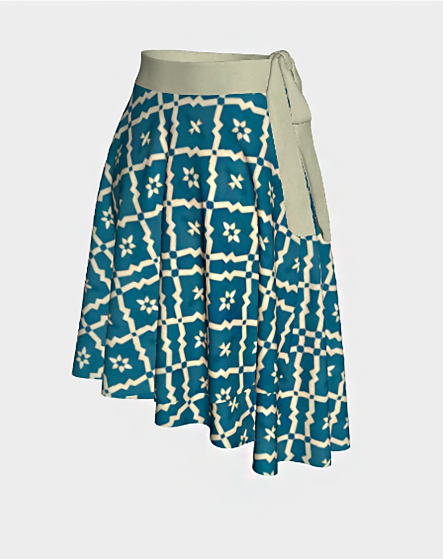 Camelbone Turquoise Flower Wrap Skirt