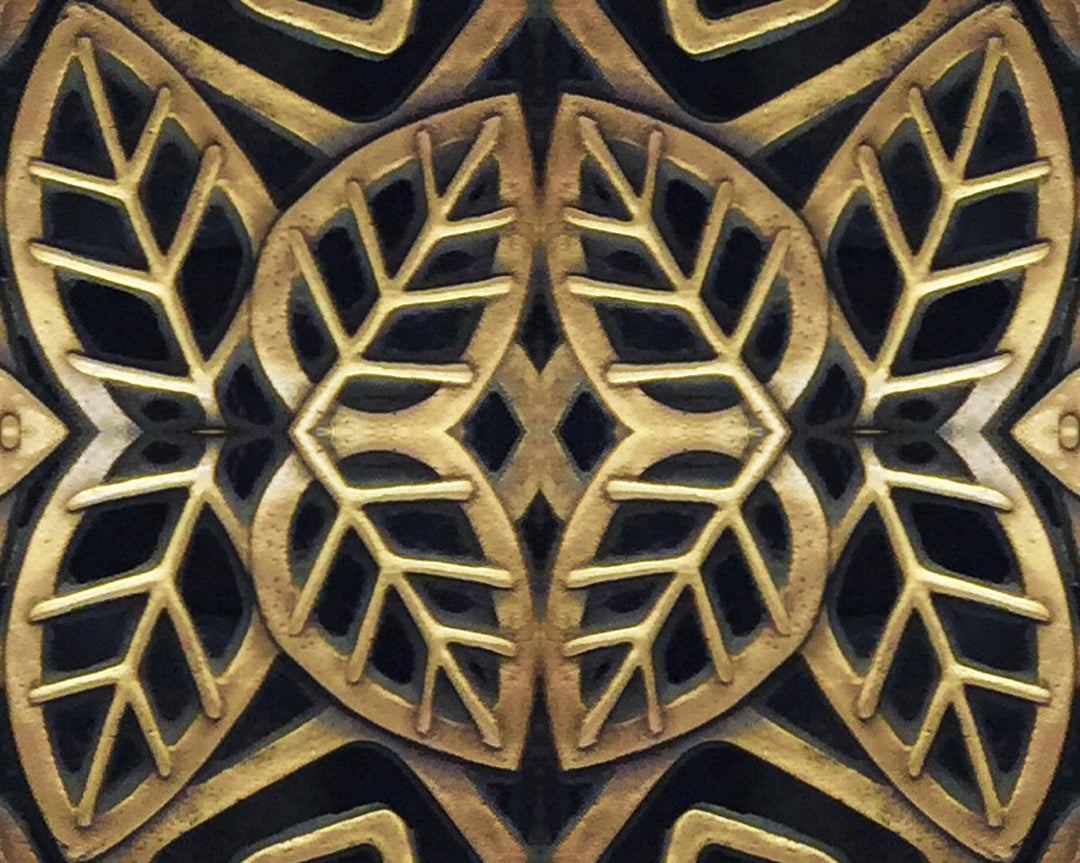 Art Deco Brass Leaves Square Scarf