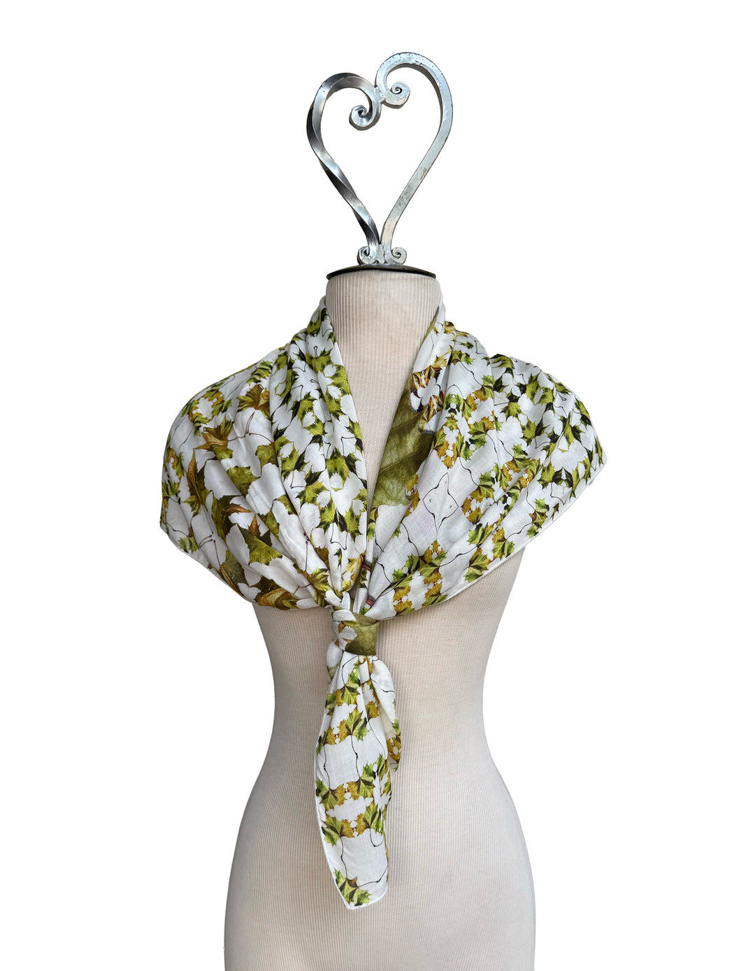 Army Green Leaf Quilt Square Scarf