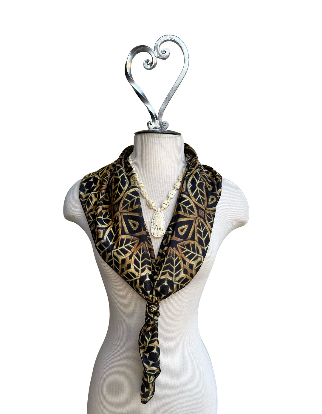 Art Deco Brass Leaves Square Scarf