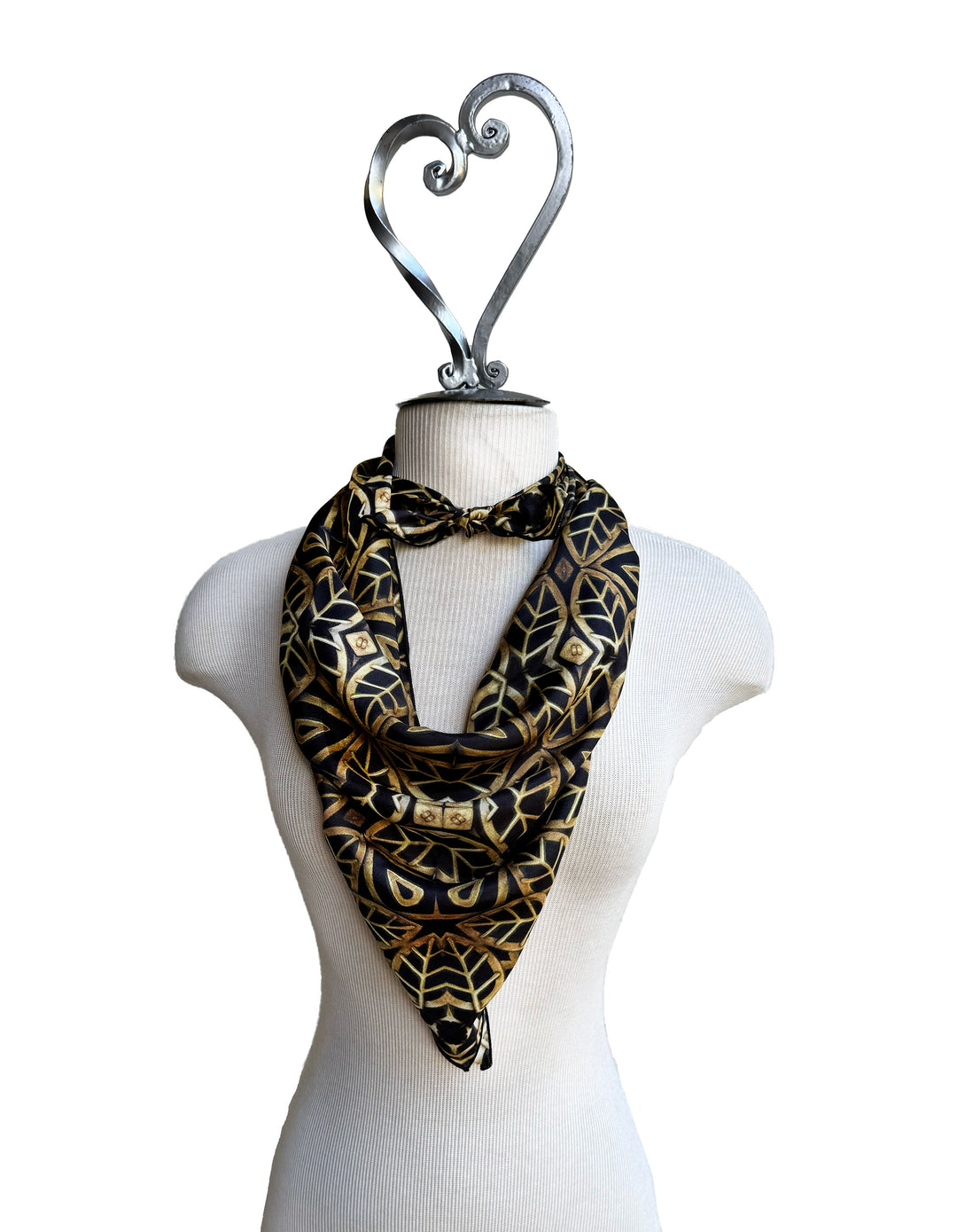 Art Deco Brass Leaves Square Scarf