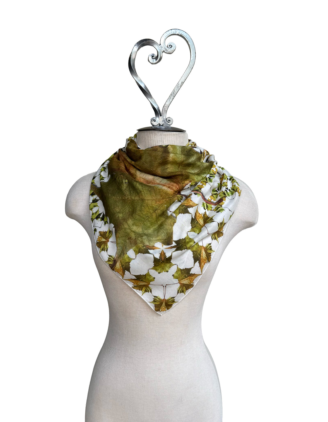 Army Green Leaf Quilt Square Scarf