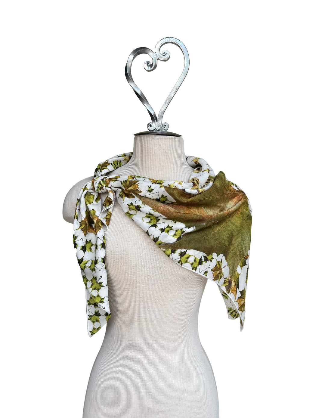 Army Green Leaf Quilt Square Scarf