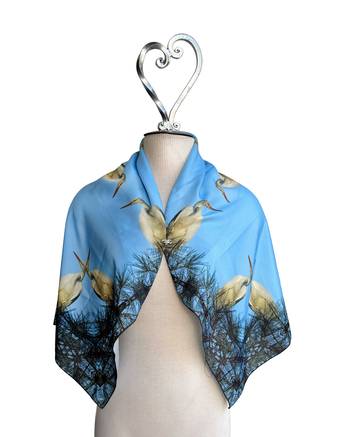 White Egret Square Scarf