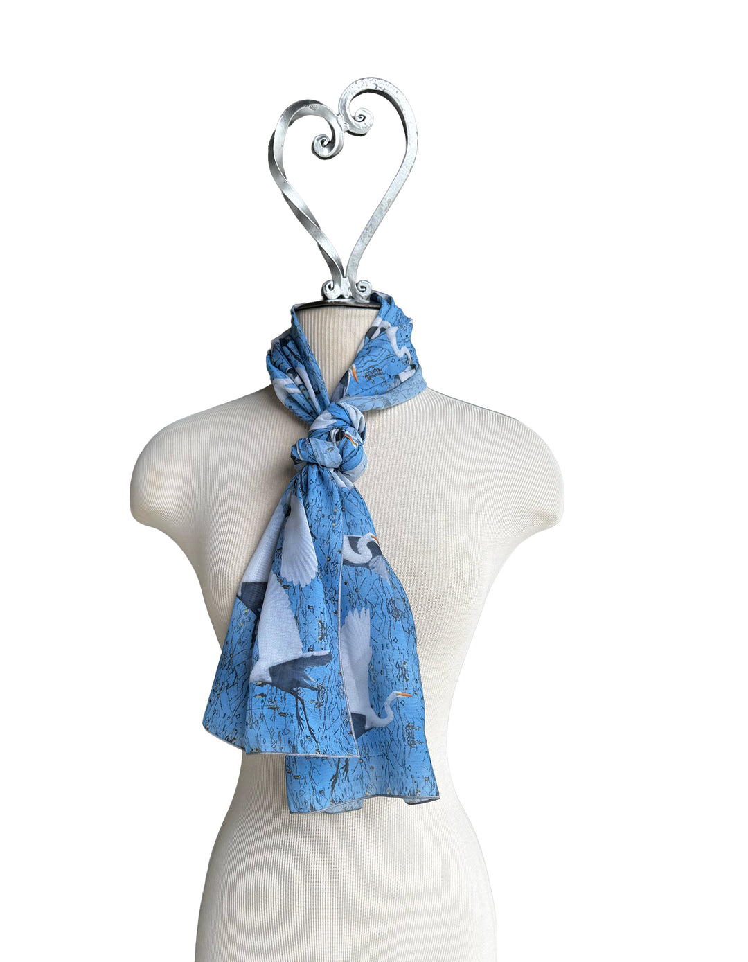White Egret Landing Long Scarf