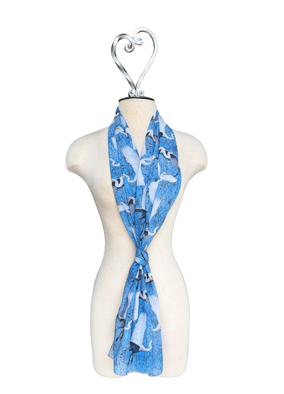 White Egret Landing Long Scarf