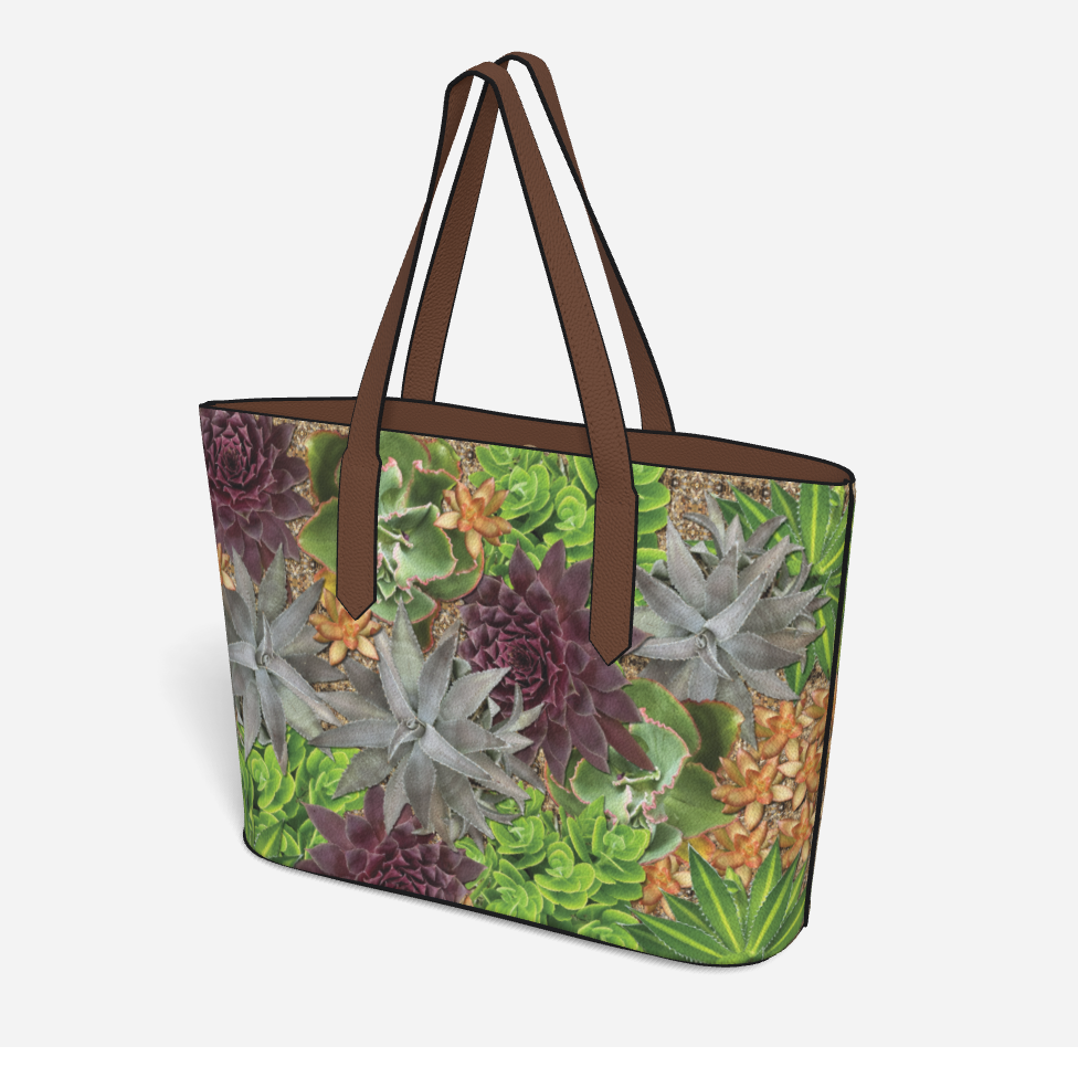 Cactus Garden Vegan Leather Tote Bag