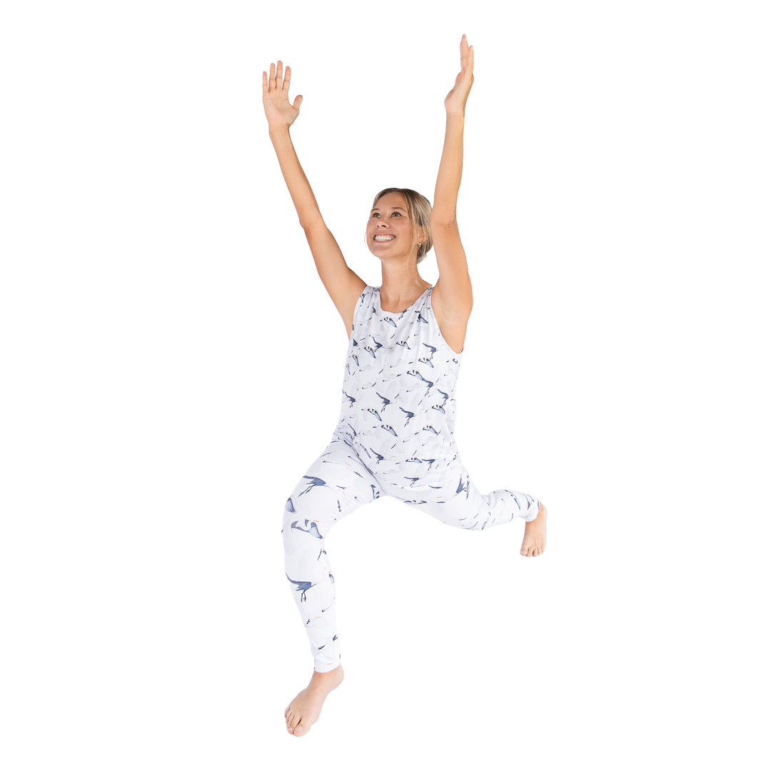 White Egret Migration Yoga Leggings